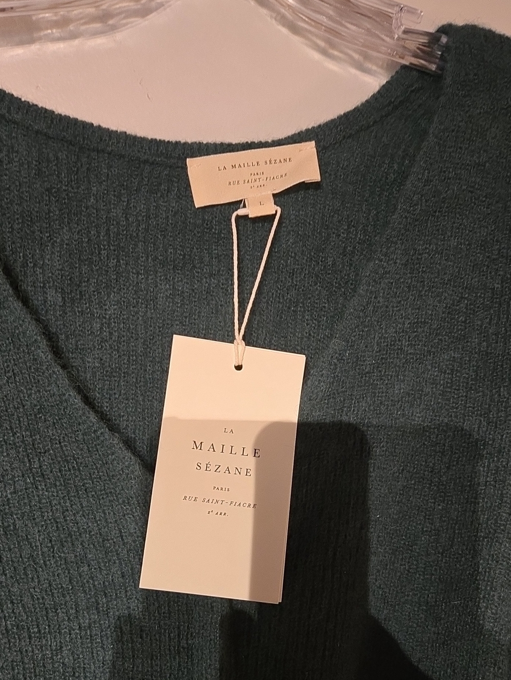 Sezane Dark Green V-Neck Button Cardigan Enamel Buttons NWT L - Picture 2 of 4